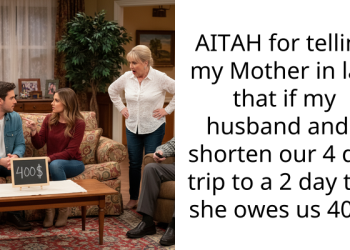 AITAH for telling my Mother in law that if my husband and I shorten our 4 day trip to a 2 day trip she owes us 400$