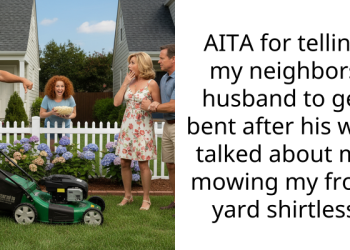AITA for telling my neighbors husband to get bent after his wife talked about me mowing my front yard shirtless