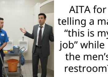 AITA for telling a man “this is my job” while in the men’s restroom?