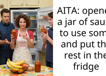 AITA: opened a jar of sauce to use some and put the rest in the fridge