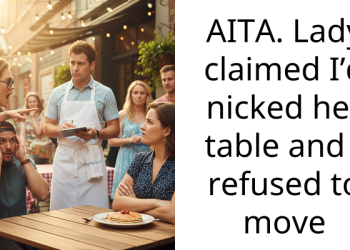AITA. Lady claimed I’d nicked her table and I refused to move