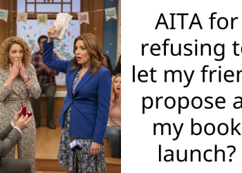 AITA for refusing to let my friend propose at my book launch?