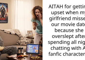 AITAH for getting upset when my girlfriend missed our movie date because she overslept after spending all night chatting with AI fanfic characters?