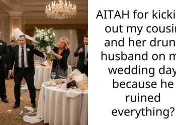 AITAH for kicking out my cousin and her drunk husband on my wedding day because he ruined everything?
