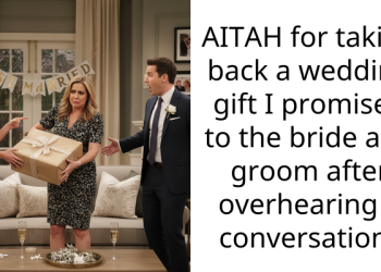 AITAH for taking back a wedding gift I promised to the bride and groom after overhearing a conversation?