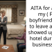 AITA for asking my ( F37) boyfriend ( M41) to leave after he showed up to my hotel during my business trip?