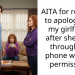 AITA for refusing to apologize to my girlfriend after she went through my phone without permission?