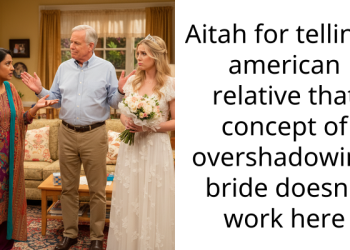 Aitah for tellingy american relative that concept of overshadowing bride doesn’t work here