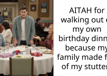 AITAH for walking out of my own birthday dinner because my family made fun of my stutter?