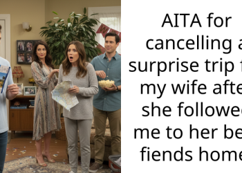 AITA for cancelling a surprise trip for my wife after she followed me to her best fiends home.