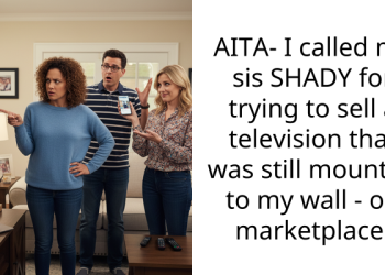 AITA- I called my sis SHADY for trying to sell a television that was still mounted to my wall – on marketplace.