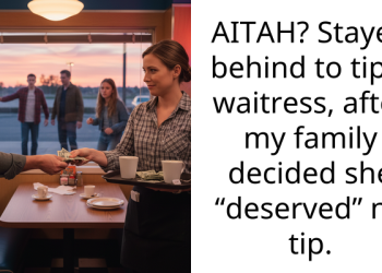 AITAH? Stayed behind to tip a waitress, after my family decided she “deserved” no tip.