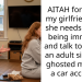 AITAH for telling my girlfriend that she needs to stop being immature and talk to me like an adult since she ghosted me after a car accident?