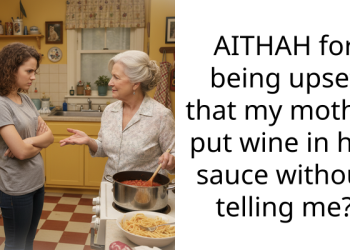 AITHAH for being upset that my mother put wine in her sauce without telling me?