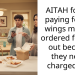 AITAH for not paying for the wings my wife ordered for take out because they never charged me?