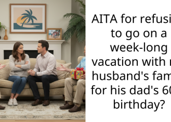 AITA for refusing to go on a week-long vacation with my husband’s family for his dad’s 60th birthday?