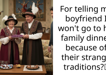 For telling my boyfriend I won’t go to his family dinner because of their strange traditions?