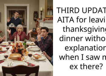 THIRD UPDATE – AITA for leaving thanksgiving dinner without explanation when I saw my ex there?