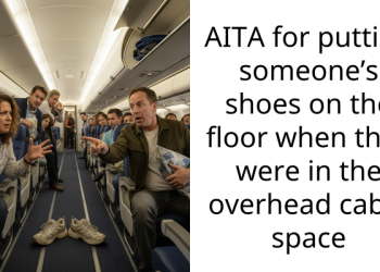 AITA for putting someone’s shoes on the floor when they were in the overhead cabin space