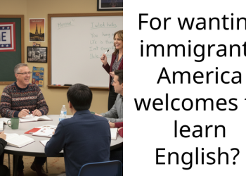 For wanting immigrants America welcomes to learn English?