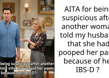 AITA for being sus**cious after another woman told my husband that she had p**ped her pants because of her IBS-D ?