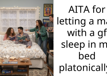 AITA for letting a man with a gf sleep in my bed platonically?