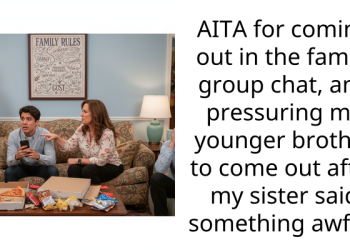 AITA for coming out in the family group chat, and pressuring my younger brother to come out after my sister said something awful?