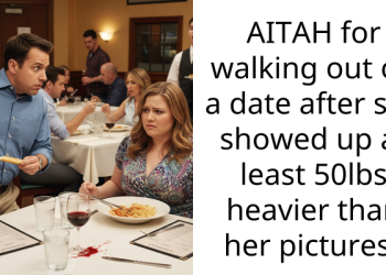 AITAH for walking out on a date after she showed up at least 50lbs heavier than her pictures?