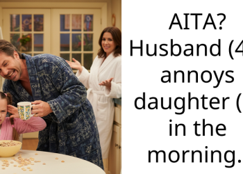 AITA? Husband (45) annoys daughter (9) in the morning.