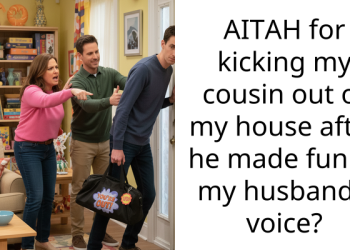 AITAH for kicking my cousin out of my house after he made fun of my husband’s voice?