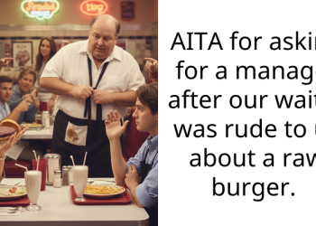 AITA for asking for a manager after our waiter was rude to us about a raw burger.