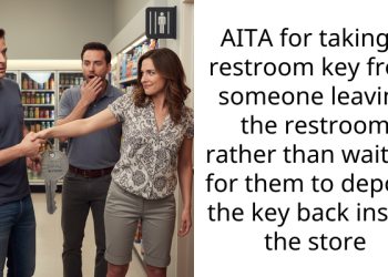 AITA for taking a restroom key from someone leaving the restroom rather than waiting for them to deposit the key back inside the store