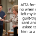 AITA for saying no when my MIL left my infant a guilt-tripping card and then asked to take him to a party?