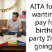 AITA for not wanting to pay for a birthday party I’m not going to?