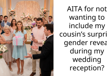 AITA for not wanting to include my cousin’s surprise gender reveal during my wedding reception?