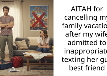 AITAH for cancelling my family vacation after my wife admitted to inappropriate texting her guy best friend
