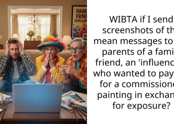 WIBTA if I send screenshots of the mean messages to the parents of a family friend, an ‘influencer,’ who wanted to pay me for a commissioned painting in exchange for exposure?