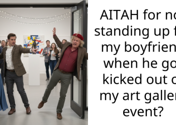 AITAH for not standing up for my boyfriend when he got kicked out of my art gallery event?