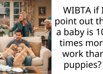 WIBTA if I point out that a baby is 100 times more work than puppies?