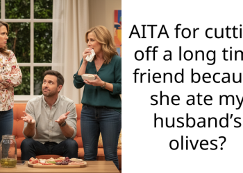 AITA for cutting off a long time friend because she ate my husband’s olives?