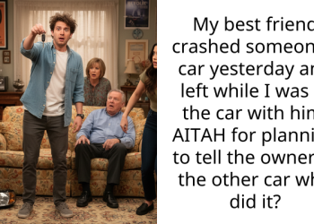 My best friend crashed someone’s car yesterday and left while I was in the car with him. AITAH for planning to tell the owner of the other car who did it?