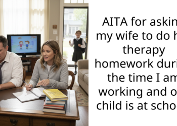 AITA for asking my wife to do her therapy homework during the time I am working and our child is at school?