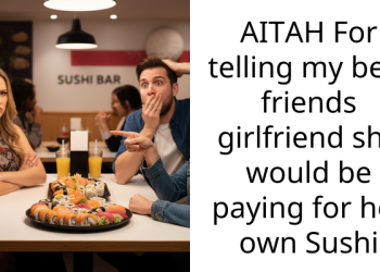 AITAH For telling my best friends girlfriend she would be paying for her own Sushi