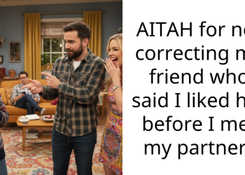 AITAH for not correcting my friend who said I liked her before I met my partner?