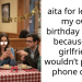aita for leaving my own birthday dinner because my girlfriend wouldn’t put her phone down