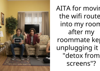 AITA for moving the wifi router into my room after my roommate kept unplugging it to “detox from screens”?