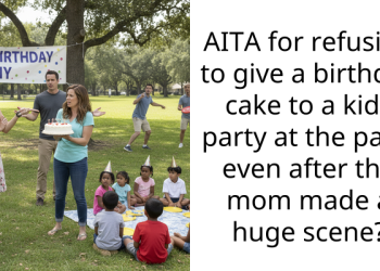 AITA for refusing to give a birthday cake to a kids party at the park, even after the mom made a huge scene?