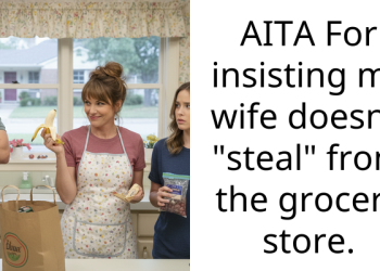 AITA For insisting my wife doesn’t “steal” from the grocery store.