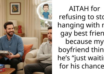 AITAH for refusing to stop hanging with my gay best friend because my boyfriend thinks he’s “just waiting for his chance”?