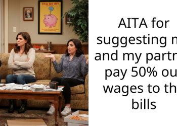 AITA for suggesting me and my partner pay 50% our wages to the bills